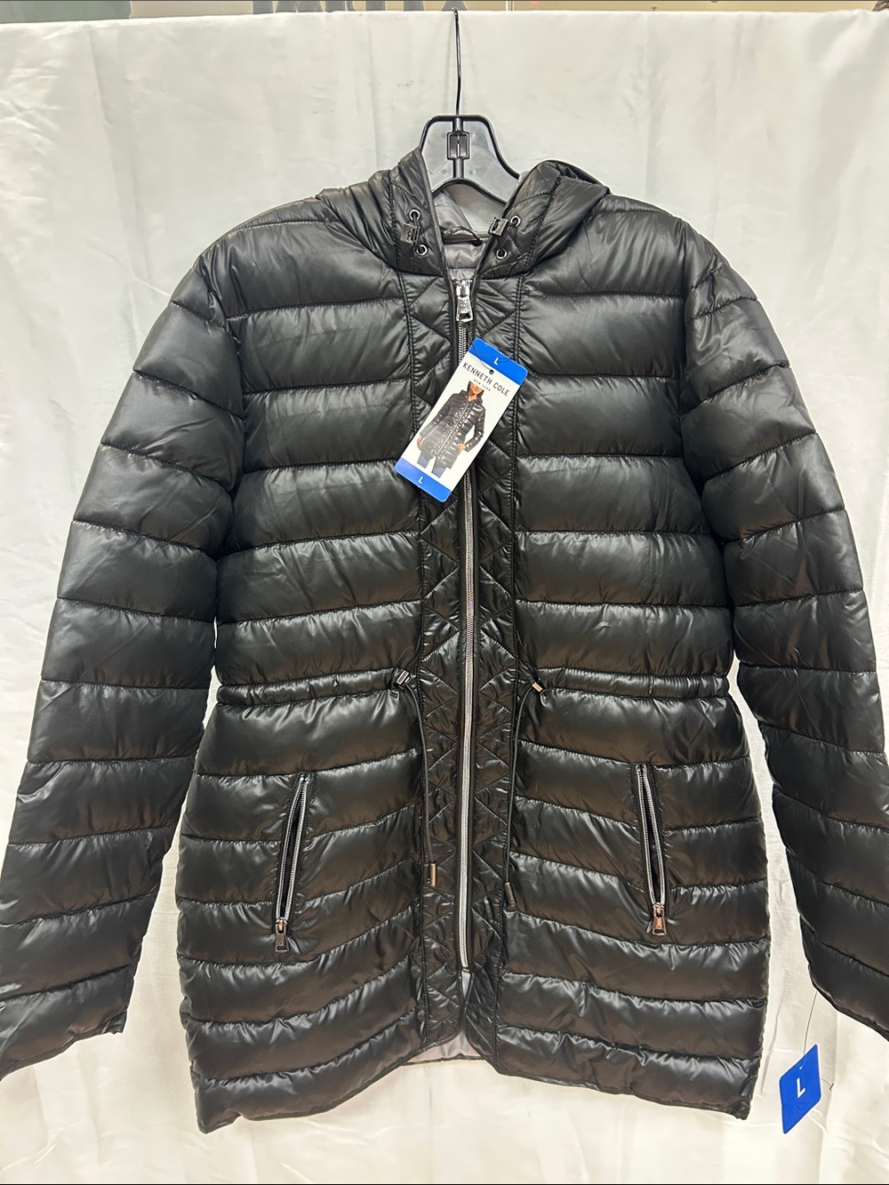 Kenneth Cole New York Black Quilted Hooded Puffer Jacket